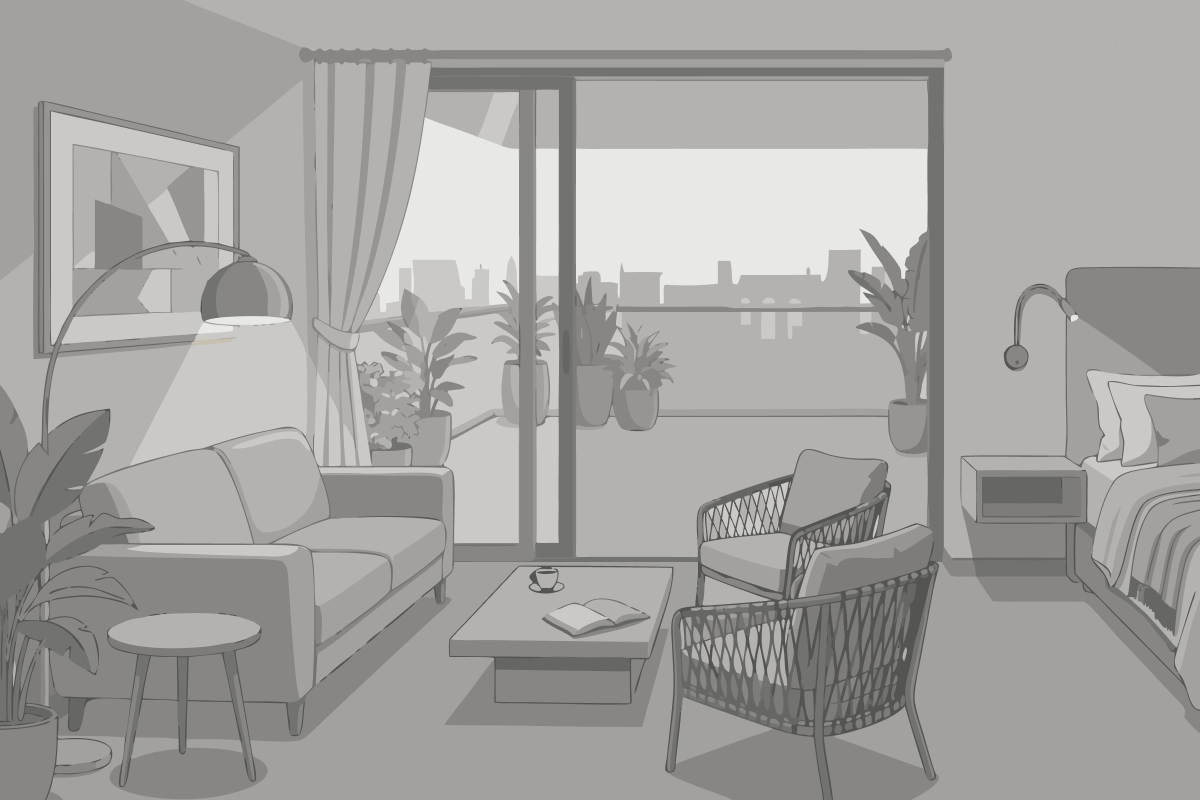 Double Room with Two Double Beds, Pool View and Balconette